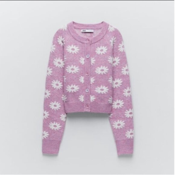 ZARA RARE FLORAL KNIT CARDIGAN NWT - Picture 4 of 7